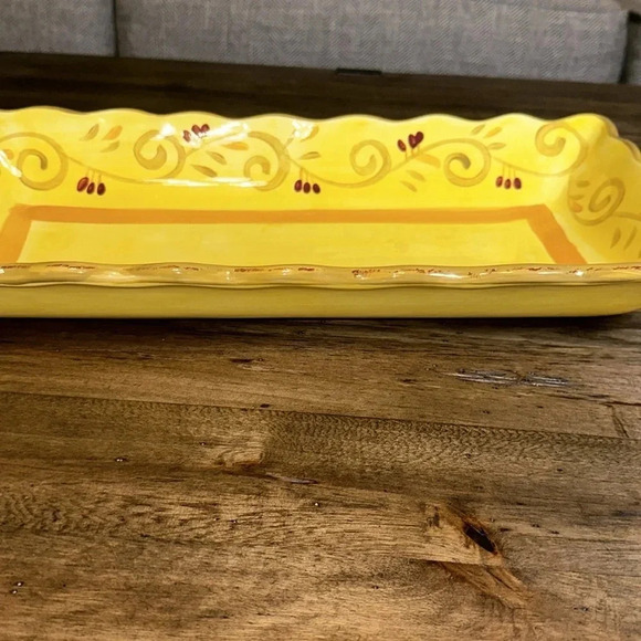 2 Italian Villa Pattern Rectangle Serving Dishes HomeTrends Yellow (2 matching) - Picture 3 of 16